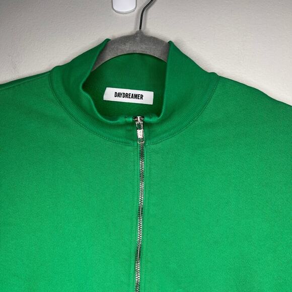 Daydreamer women's Green 1/4 Zip Sweatshirt Size Medium Mock Neck 100% Cotton - Picture 2 of 8